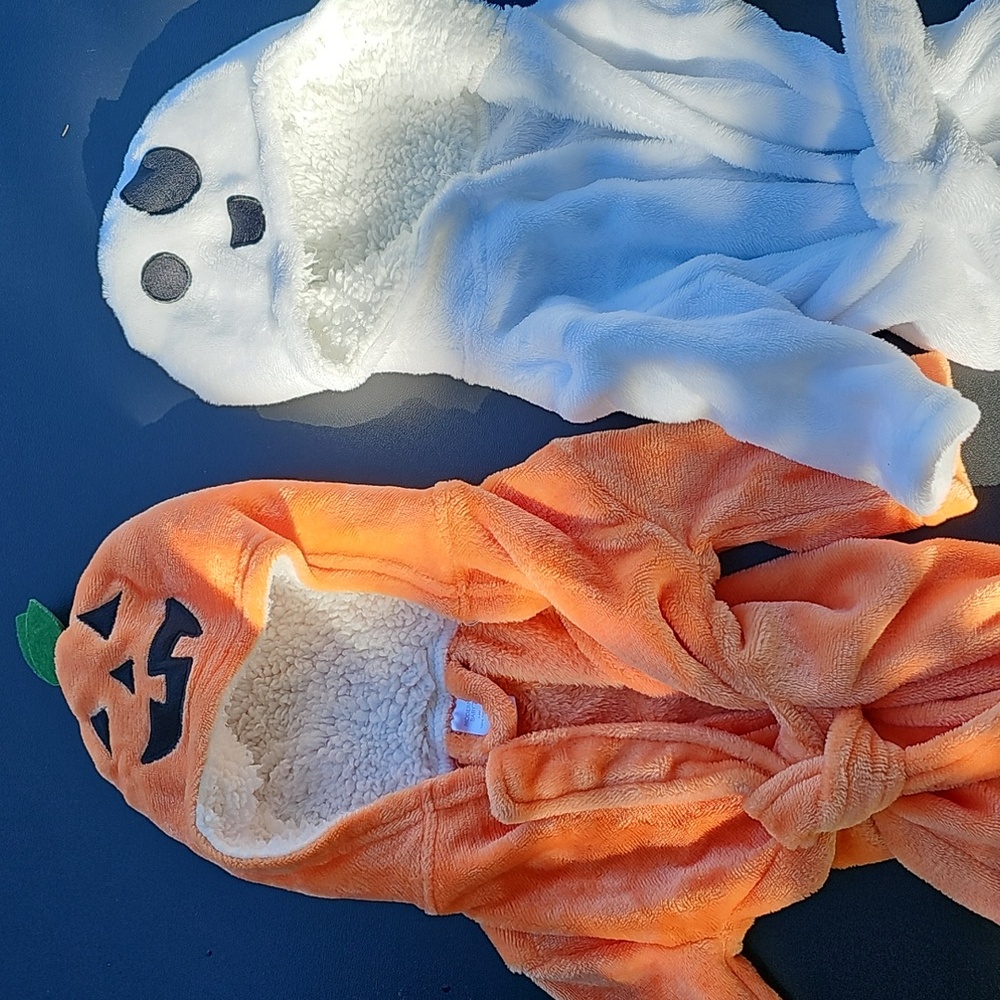 Baby Halloween Pumpkin and Ghost Fuzzy Robe Set